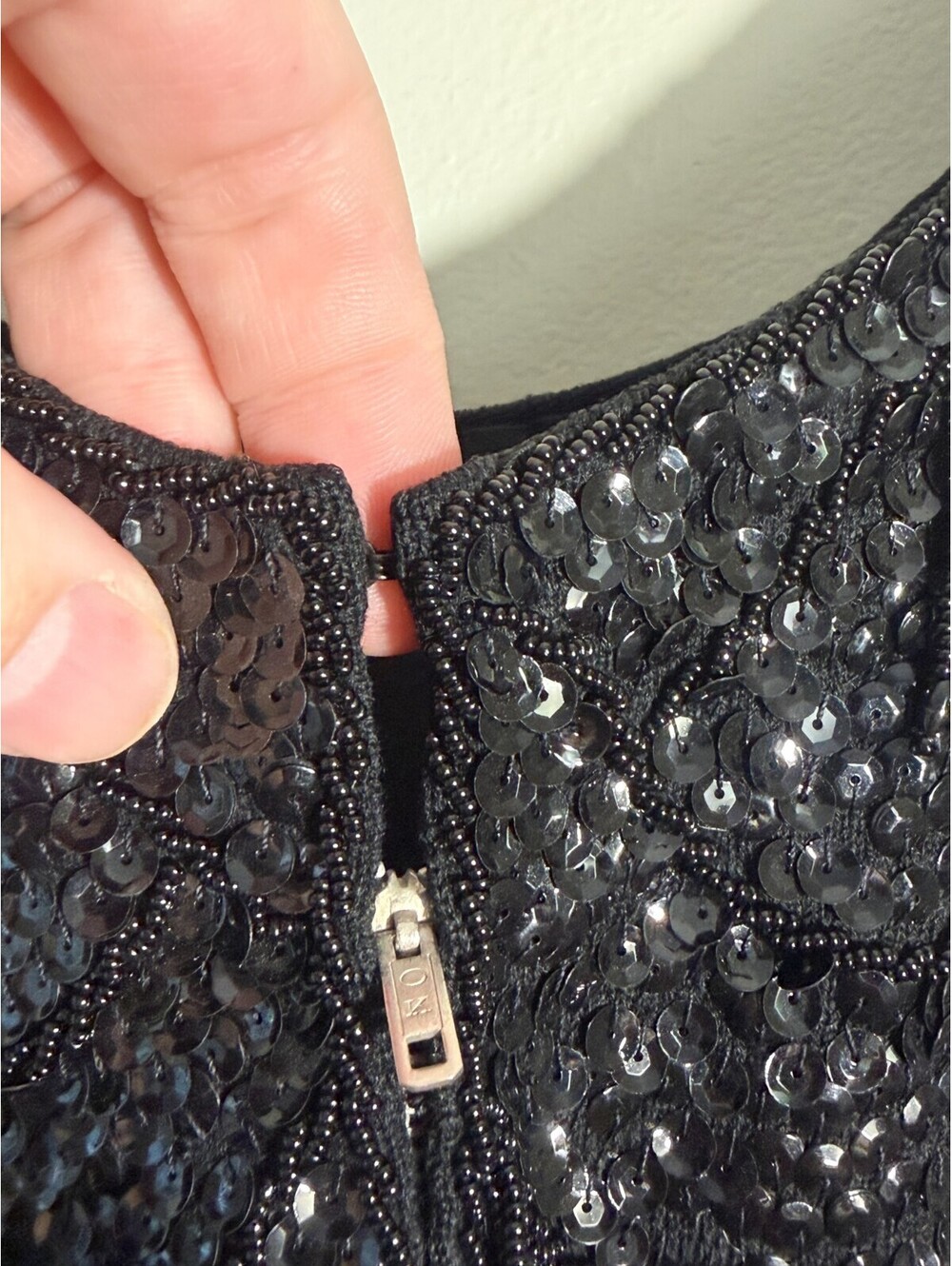 VINTAGE BLACK 1950'S BEADED SEQUIN BLOUSE - Picture 7 of 8